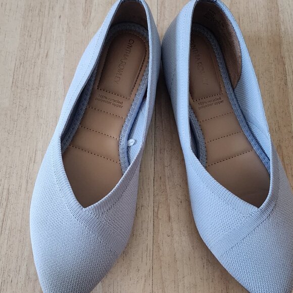 Cynthia Rowley Calla Ballet Flats Pointed Toes Knit Light Blue Shoes Size 6.5 - Picture 1 of 7